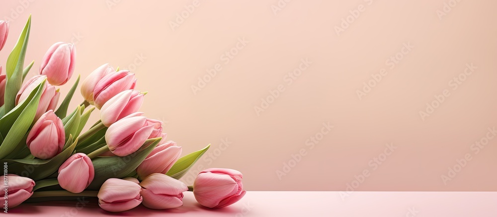 Poster tulip flowers arranged with copy space image.