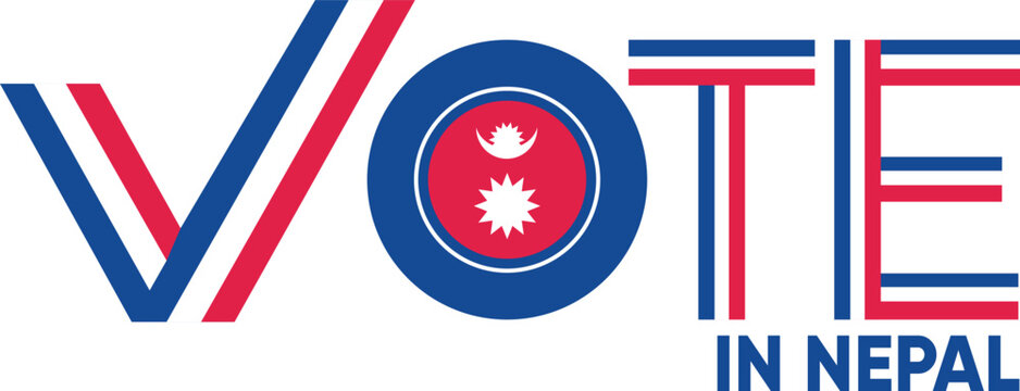 vote word Nepal or Nepali with voting sign showing general election of Nepal, vector illustration