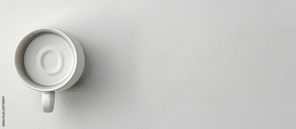 Poster top view of a white coffee mug with copy space image.