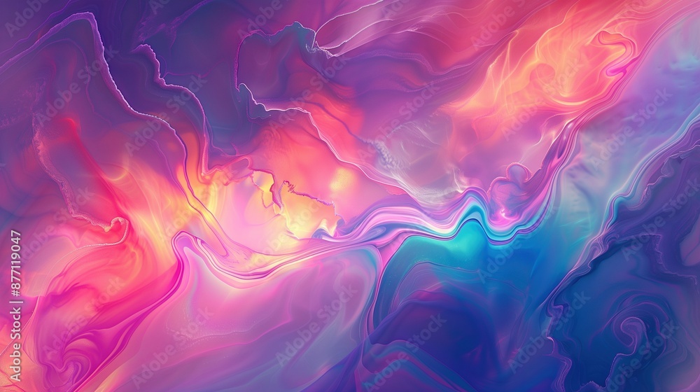 Poster abstract design with vibrant fluid waves texture background image. dynamic, energetic visual. irides