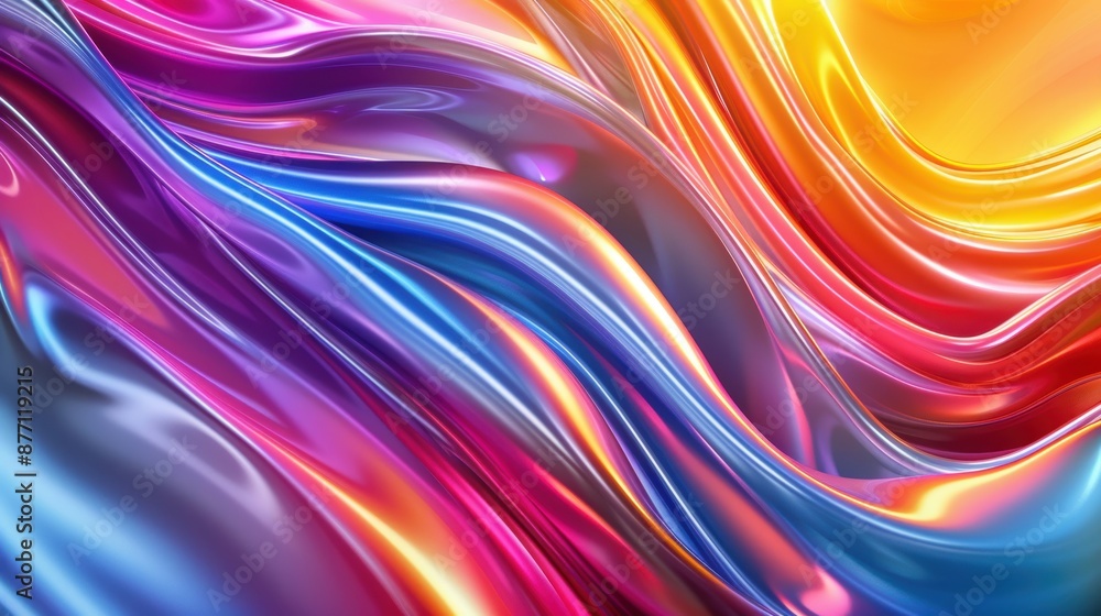 Aufkleber Vibrant abstract background with flowing multicolored waves, creating a dynamic and colorful visual effect for artistic and creative design projects.