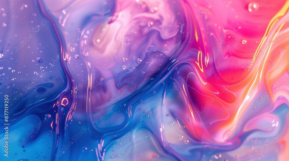Poster mesmerizing abstract blend of deep blue pink texture background image. dynamic fluid patterns. iride
