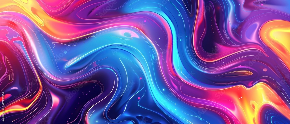 Aufkleber vibrant abstract background with fluid colors blending seamlessly in waves and swirls, creating a me