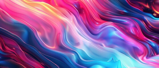 Fototapeta premium Vibrant abstract fluid art with flowing colorful waves. Perfect for digital backgrounds, modern decor, and creative design inspiration.