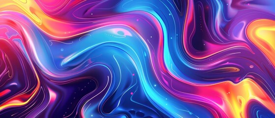 Vibrant abstract background with fluid colors blending seamlessly in waves and swirls, creating a mesmerizing and dynamic visual effect.