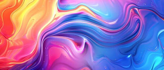 Obraz premium Vibrant abstract fluid art with swirling colorful patterns in shades of blue, pink, and yellow.