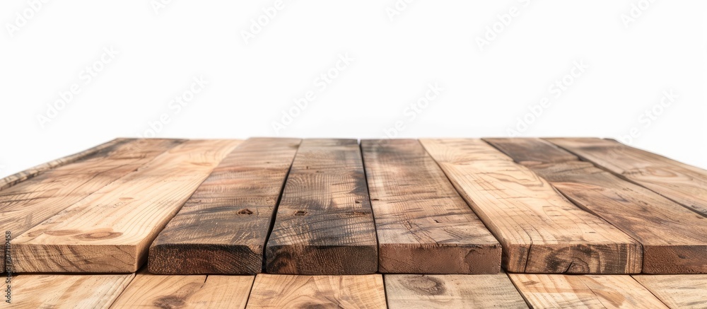 Sticker texture of contemporary wooden board on white backdrop for designing or working, with clipping path 