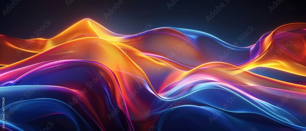 Poster vivid abstract waves of colorful light creating a vibrant and dynamic background, perfect for digita