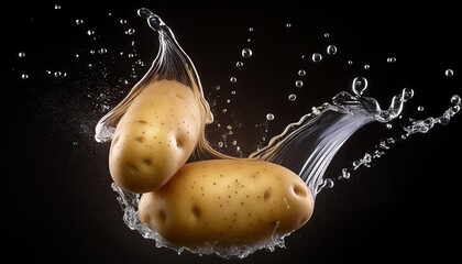 Potatoes Splashing in Water Artistic Photography