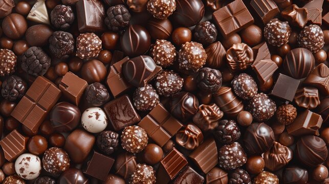 A colorful arrangement of various chocolate candies and treats