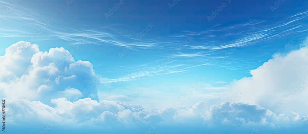 Poster blurry sky and clouds with a bright blue gradient background create an abstract backdrop with copy s
