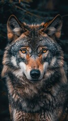 European gray wolf on nature background