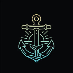Obraz premium the combination of a ship's anchor and a whale's tail symbolizes the strength of the marines
