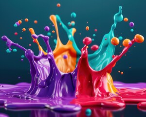 Abstract Colorful Liquid Splash, Vibrant Paint Explosion, Dynamic Movement, Life and Energy Burst, Artistic Composition, Color Symphony, Splashing Colors, Creative Photography, Fluid Art, Motion