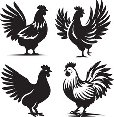 Hen silhouette, Hen icon, Hen vector, 