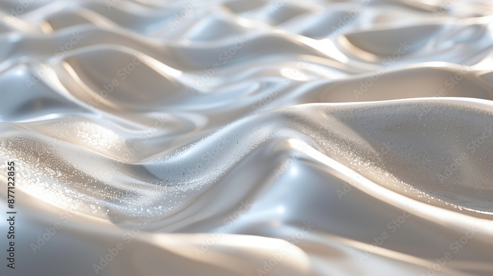 Poster smooth white wavy surfaces with soft reflective texture background image. wave-like formations photo