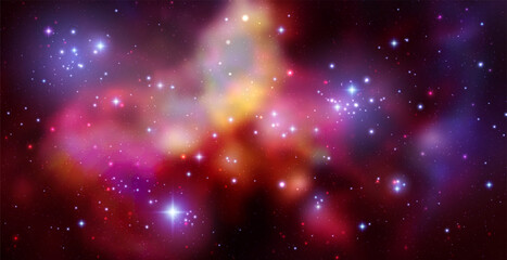 Space vector background with realistic nebula and shining stars. Magic colorful galaxy with stardust