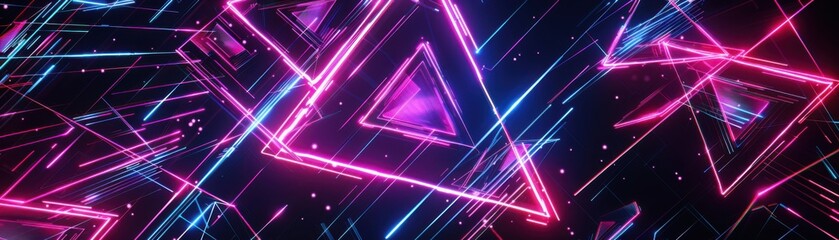 Vibrant Neon Geometric Shapes on Dark Background - Futuristic Pattern Design