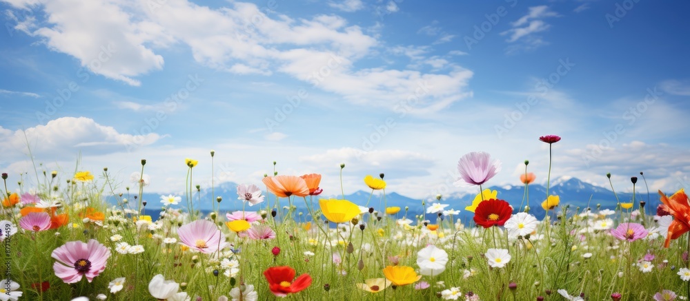 Poster Field of wildflowers with vast open spaces for a copy space image.