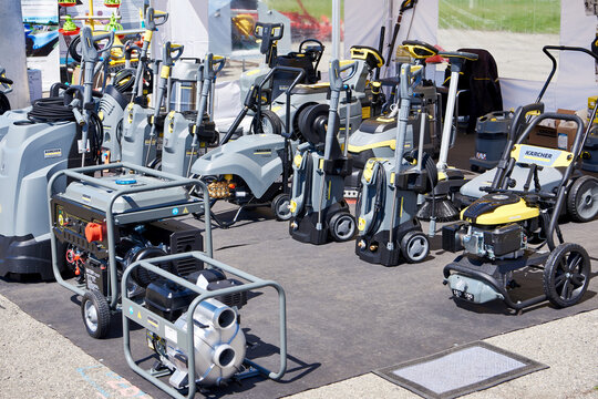 Stara Zagora, Bulgaria, May 14, 2024; High pressure cleaners Karcher on exhibition