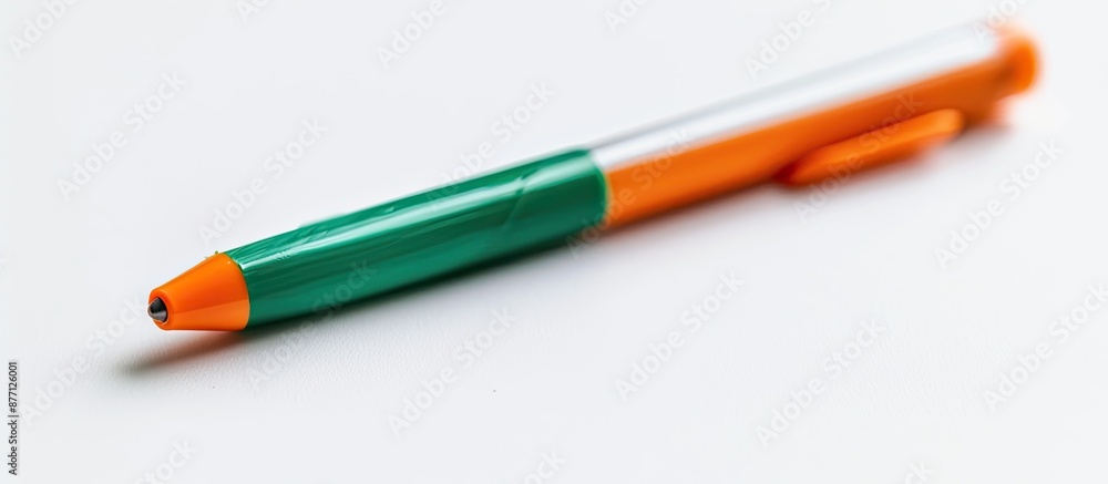 Aufkleber isolated on a white background, an orange and green marker with copy space image.