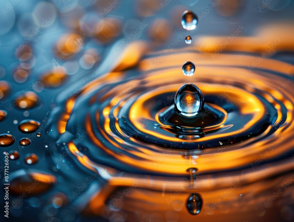 Poster water drop splash abstract art dynamic patterns of movement, life and fluidity, macro photography