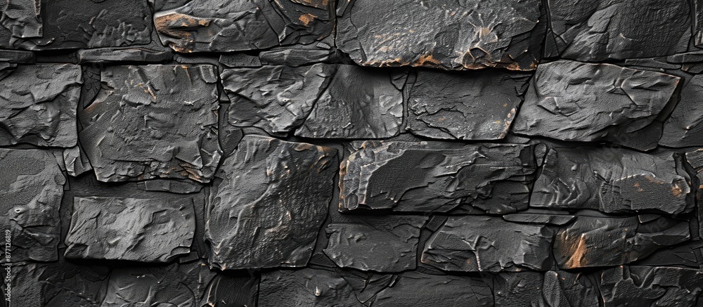 Aufkleber stone wall texture with copy space image for dark gray background with a black grunge banner.