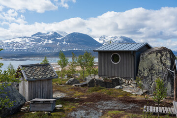 View by the lake Akkajavre in swedish Lappland, with tke Akka mountains in the background.
