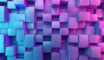 Abstract Blue and Purple Cube Wall