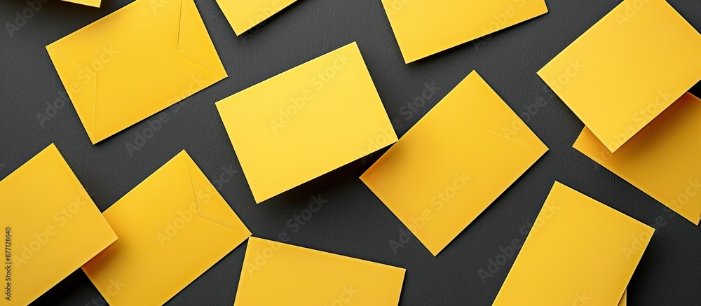 Aufkleber yellow cards displayed on a blank surface providing ample copy space image.