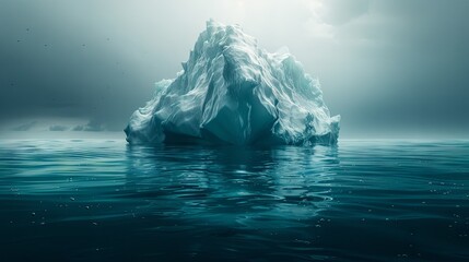 Underlying risks lurk beneath the surface, like an iceberg of challenges in a business crisis, with hidden threats that are unseen, all depicted against a blank copy space image