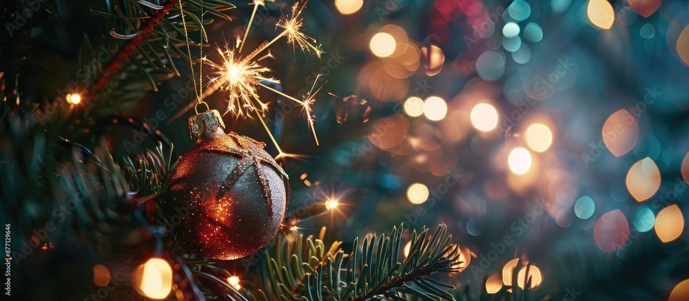 Poster A festive holiday-themed image featuring Christmas sparklers set against a dark backdrop with ample copy space available for text or graphics.