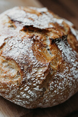 Loaf of sourdough bread close up