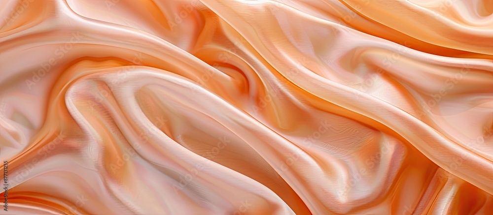 Poster luxe peach satin silk fabric with elegant wavy texture, perfect as an abstract background. features 