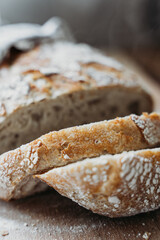 Sourdough bread cut into slices 