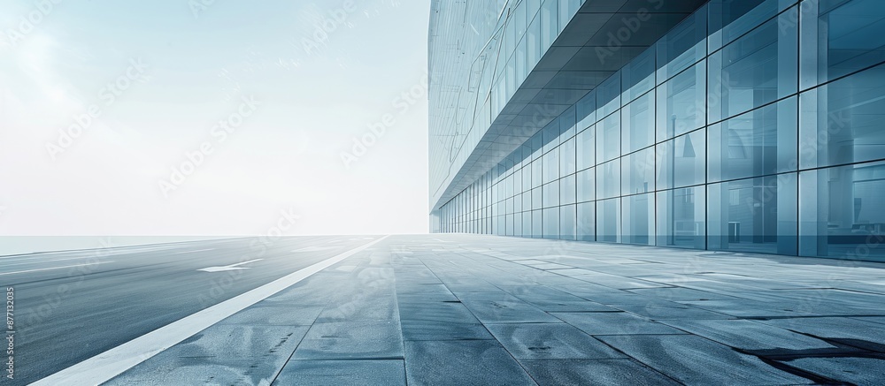 Aufkleber Modern business building set against an empty road with copy space image.