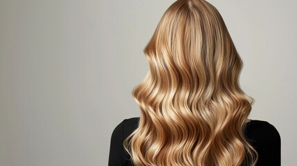 Obraz premium Back View of a Woman with Wavy Blonde Hair