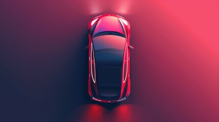 Top view icon of a smart car with autonomous artificial intelligence.