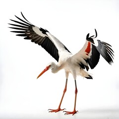 white stork ciconia on white background, stork isolated on white background