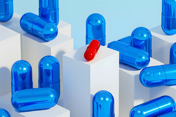 Red Capsule Stands Out Among Blue Pills