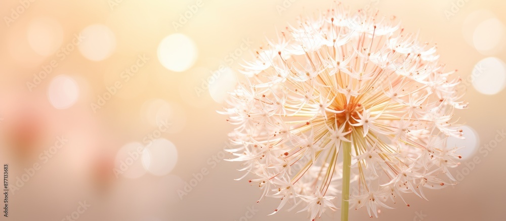 Aufkleber A large flowering garden onion captured with a cream background in the sunlight, with a generous amount of copy space image.