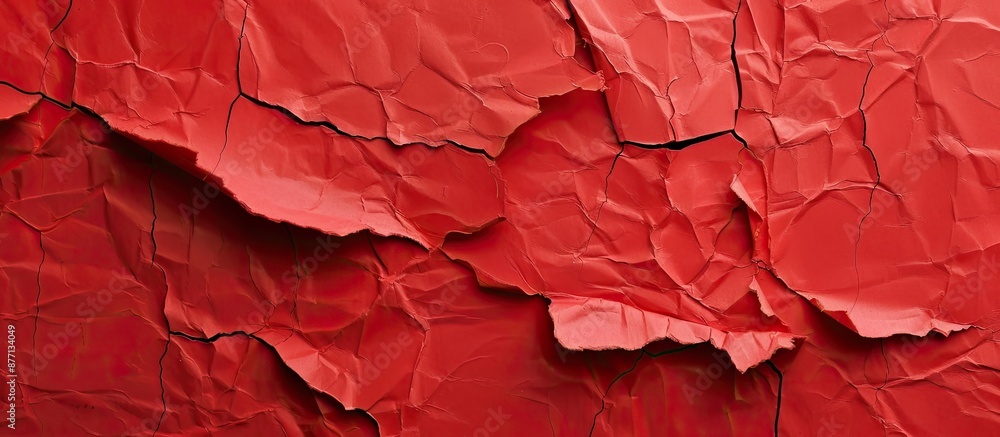 Poster an artistic collage of red paper with overlapping and tearing, perfect for background design with co