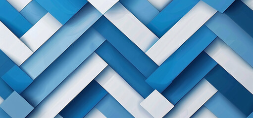 Abstract geometric background with a blue and white chevron pattern, in the style of paper cut. Modern design for a presentation cover, banner or poster.
