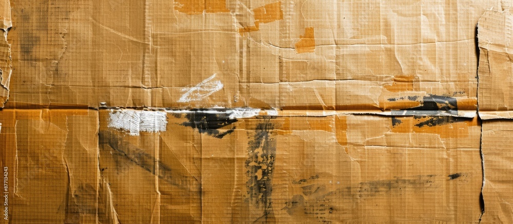 Aufkleber Grungy cardboard with tape marks, providing a 'copy space image.'