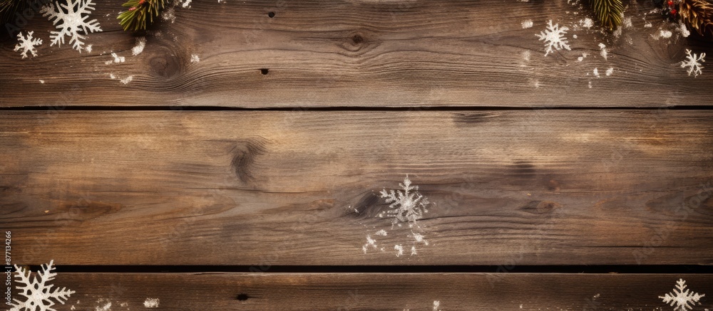 Poster weathered wooden background with a festive christmas theme featuring a rough vintage texture, cracks