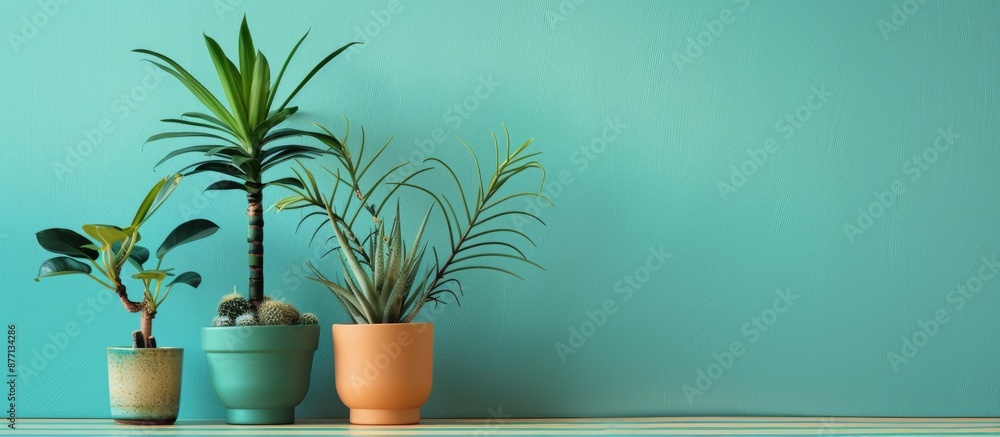 Poster arrangement of plants on a bright backdrop with copy space image.