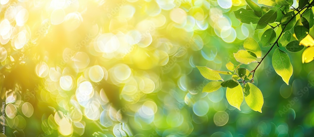 Aufkleber abstract blurred foliage and bright summer sunlight beautifully create a bokeh background with a cop