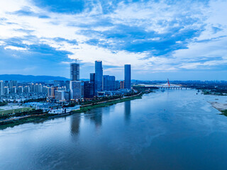 Modern city skyline landscape aerial photography