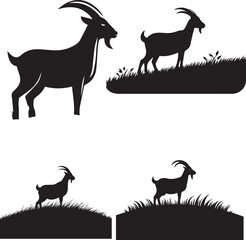Goat silhouette, Goat icon, Goat vector, 
