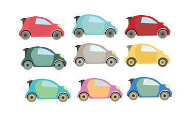  Set vibrant cars vector illustration colorful  retro car  Vector illustration in flat style. Cars isolated on transparent background